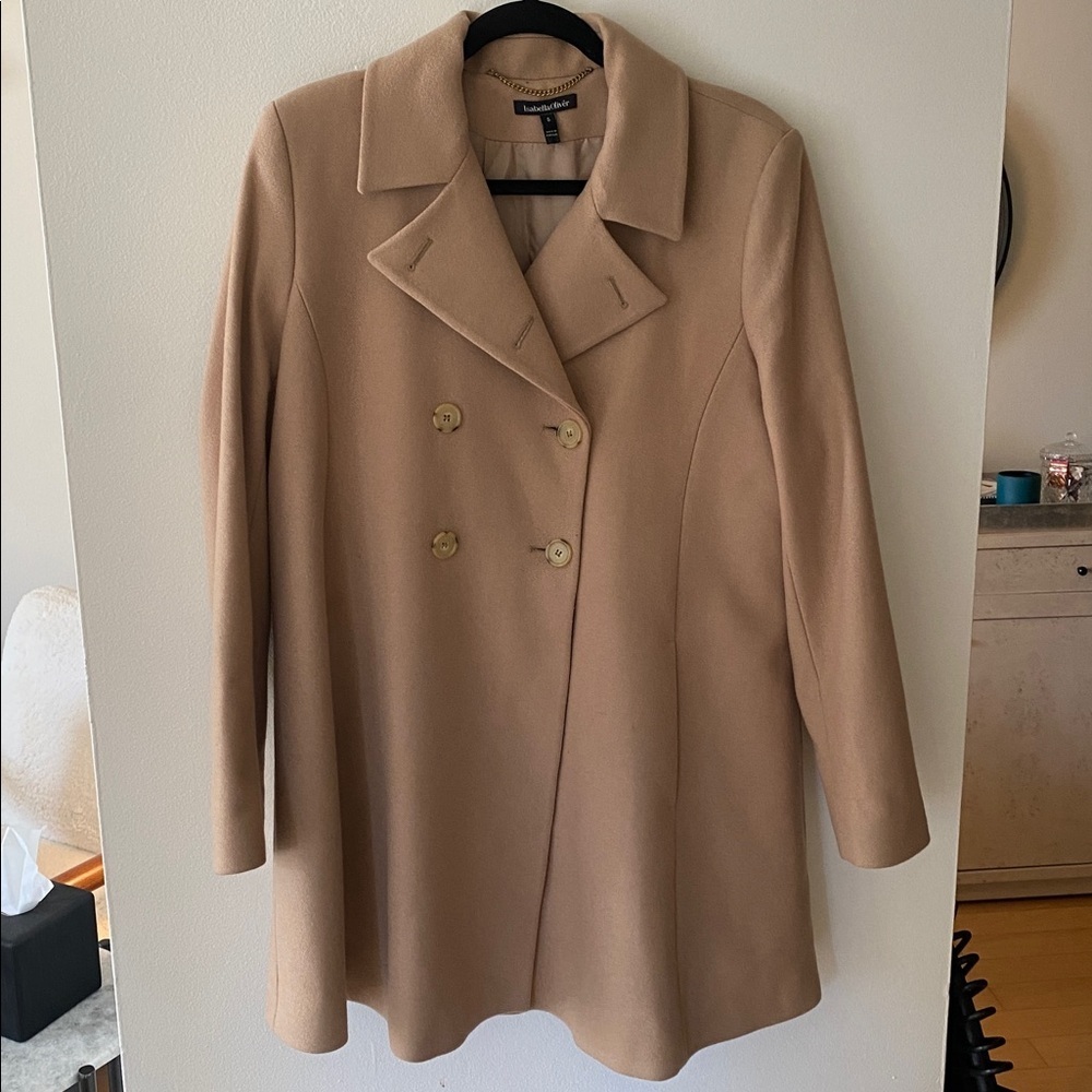 Isabella Oliver Maternity Camel Peacoat Pea Coat Double Breasted Size 12 - Picture 4 of 14